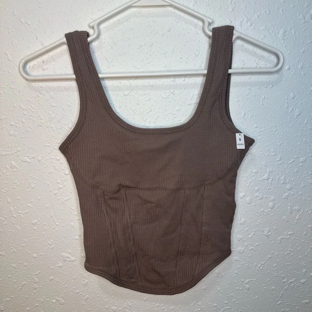 NWT PINK Victoria's Secret Brown Ribbed Tank Top - Picture 1 of 3